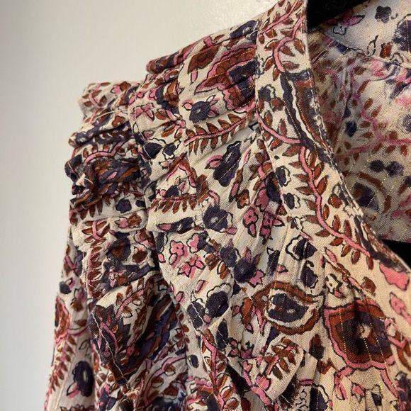 Cleobella Women Blouse V-neck Boho Cotton Organic Oversized Top Sz XS - Picture 12 of 14